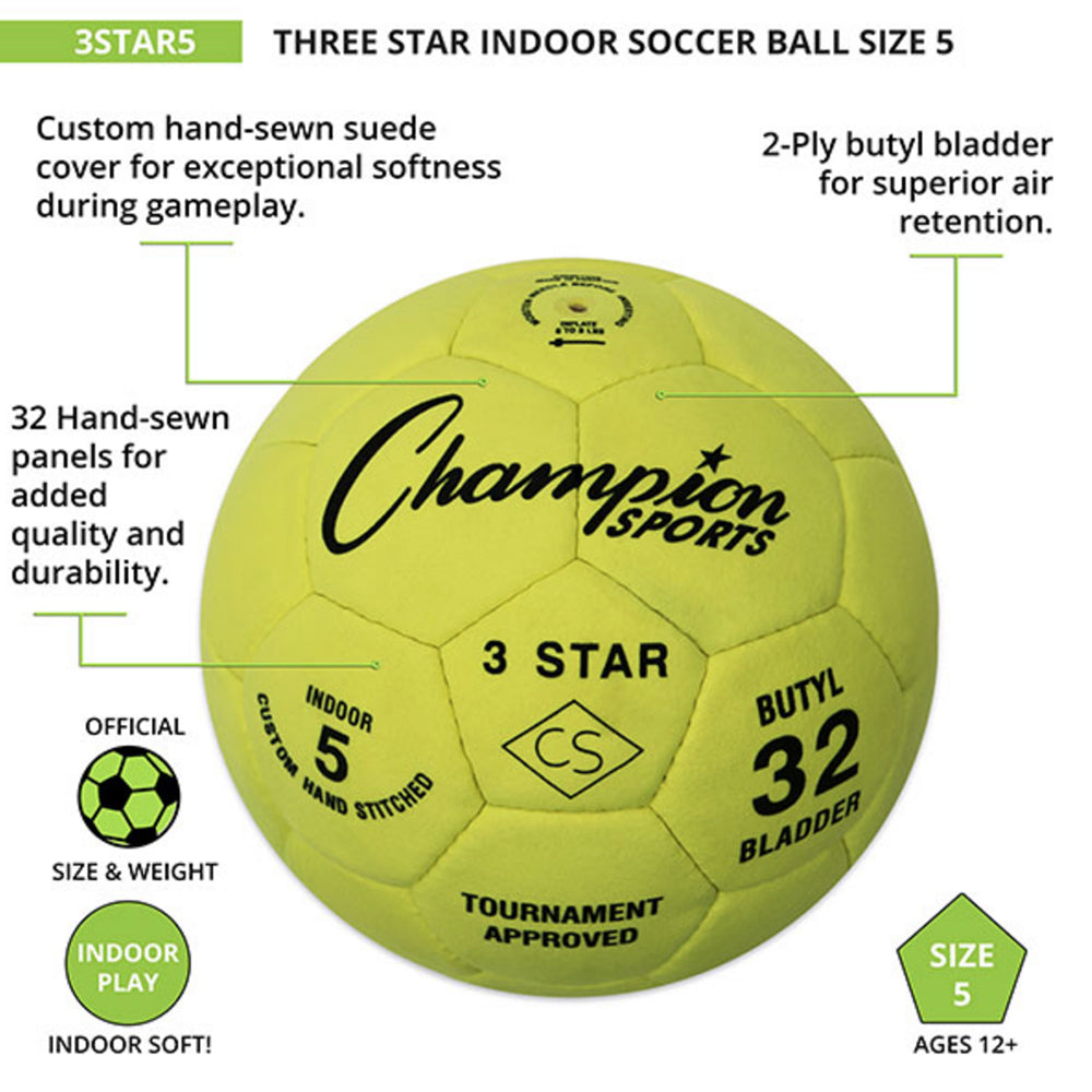 3 Star Indoor Soccer Ball - Youth Sports Products