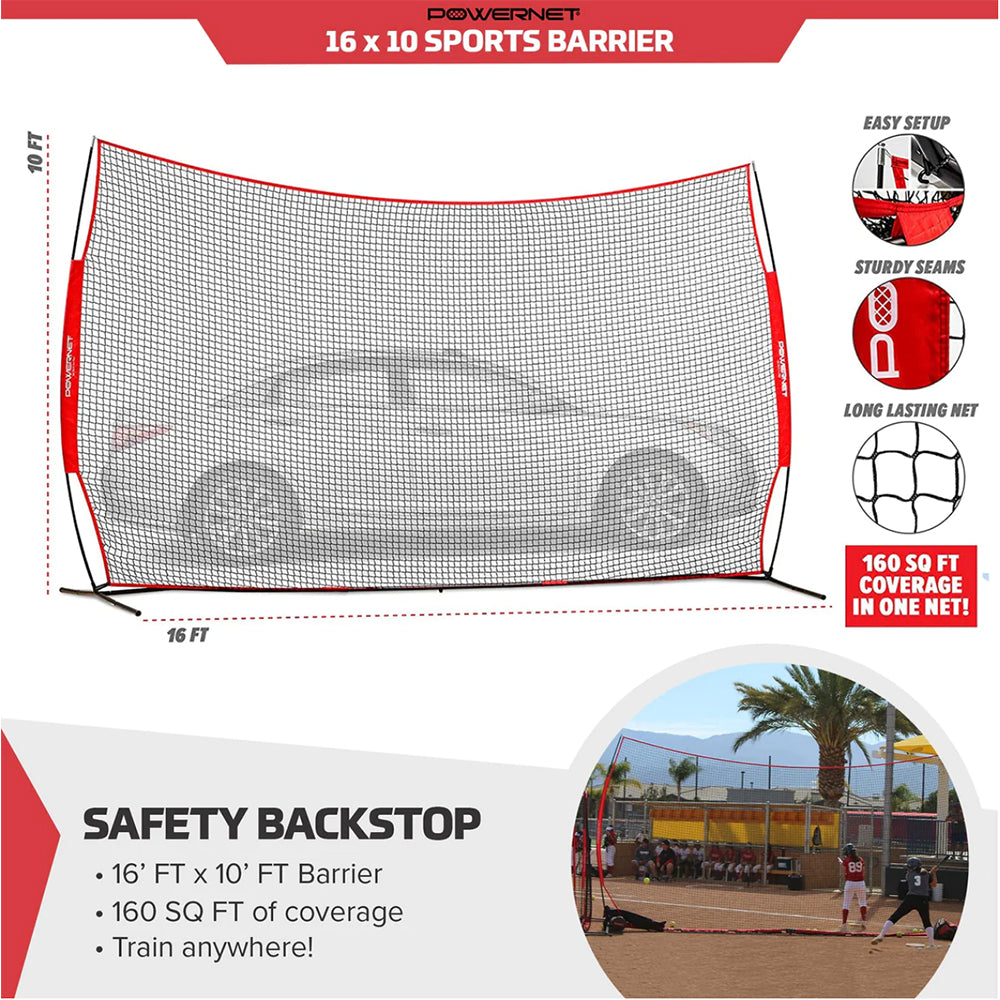 PowerNet 16' x 10' Sports Barrier Net - Youth Sports Products