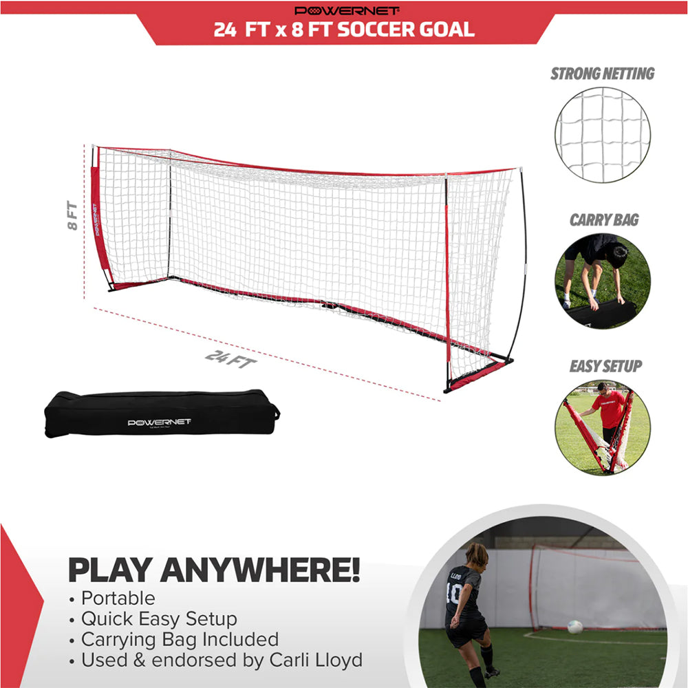 PowerNet 8' x 24' Portable Soccer Goal - Youth Sports Products