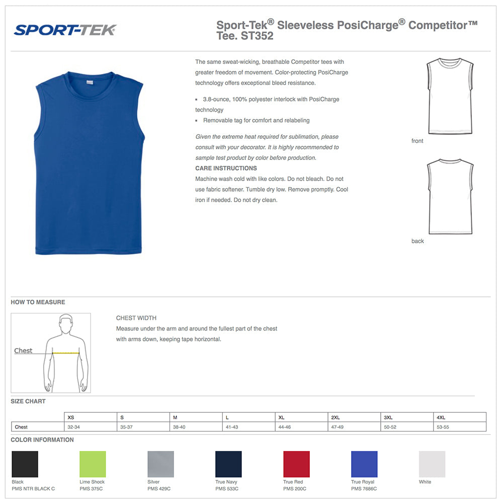 Sport-Tek Competitor Sleeveless Performance T-shirt - Adult - Youth Sports Products